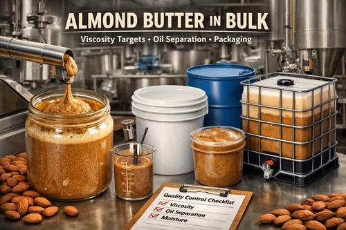 Almond Butter in Bulk: Viscosity Targets, Oil Separation, and Packaging - Almond Industrial Applications — Atlas Nut Supply