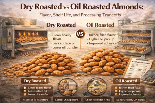 Dry Roasted vs Oil Roasted Almonds: Flavor, Shelf Life, and Processing Tradeoffs - Almond Industrial Applications — Atlas Nut Supply