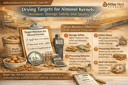 Drying Targets for Almond Kernels: Moisture, Storage Safety, and Quality - California Almond Crop & Harvest — Atlas Nut Supply
