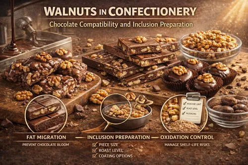 Walnuts in Confectionery: Chocolate Compatibility and Inclusion Preparation - Walnut Industrial Applications — Atlas Nut Supply